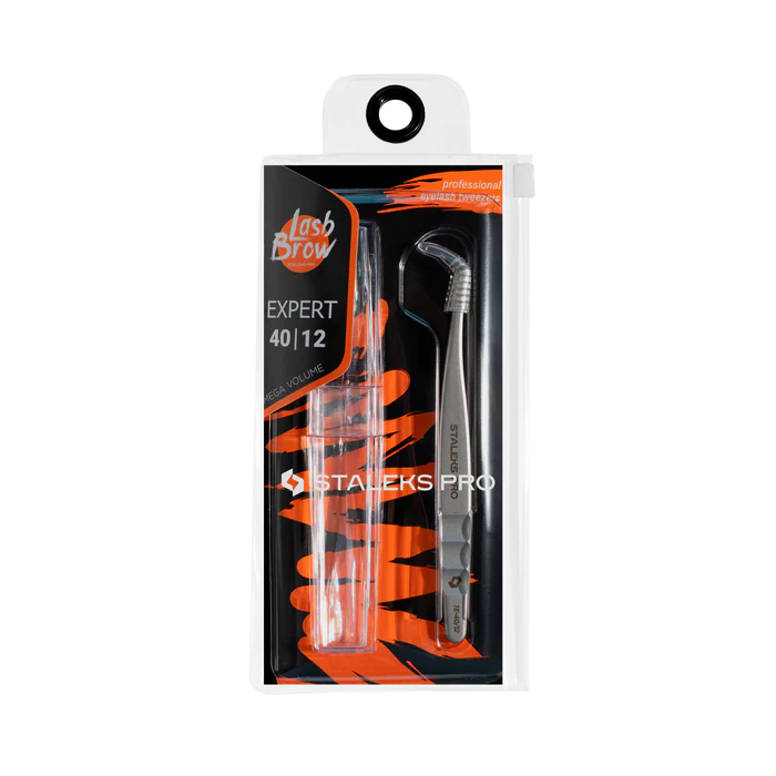 Wimpernverlängerungs-Pinzette STALEKS EXPERT TE-40/12 “Mega-Volume”, gebogen “Boot” 65 Grad