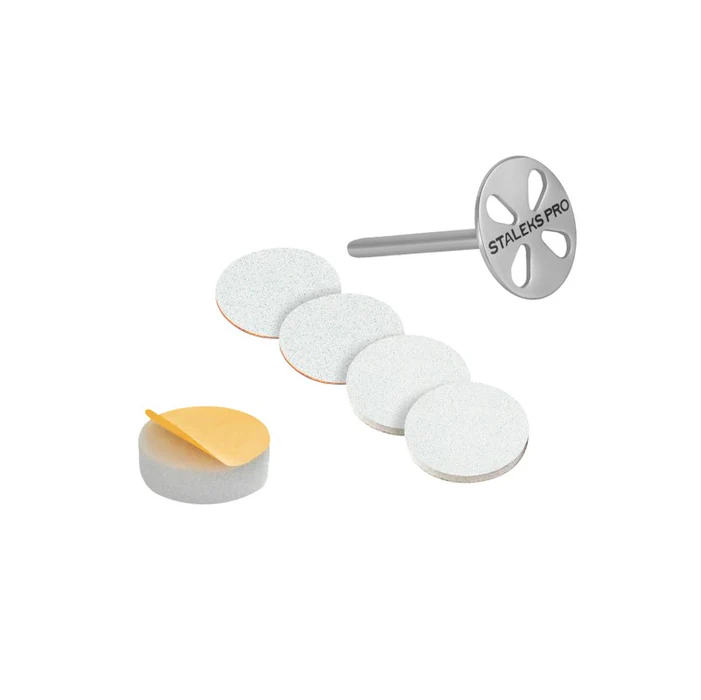 Pododisc STALEKS PRO M (20 mm) Pediküre-Disk aus Edelstahl verlängert + 5 Einweg-Klebepads 180 Grit, PDLSET-20