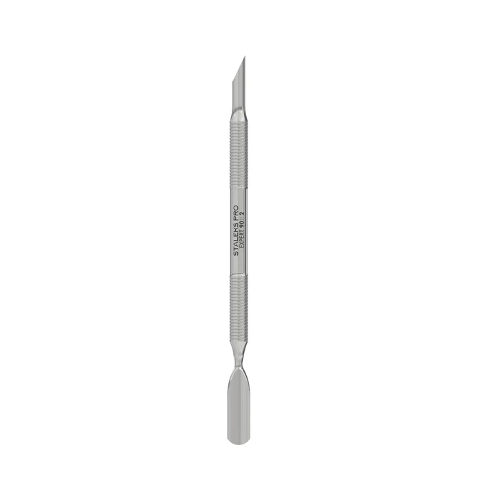 Maniküre-Doppelinstrument STALEKS EXPERT PE-90/2, Edelstahl, Hufstäbchen und Pusher