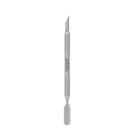 Maniküre-Doppelinstrument STALEKS EXPERT PE-90/2, Edelstahl, Hufstäbchen und Pusher