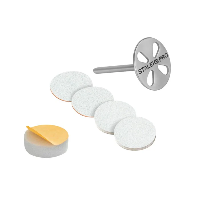 Pododisc STALEKS PRO L (25 mm) Pediküre-Disk aus Edelstahl verlängert + 5 Einweg-Klebepads 180 Grit, PDLSET-25