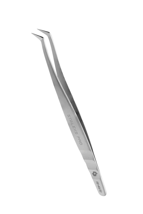 Wimpernverlängerungs-Pinzette STALEKS EXPERT TE-40/12 “Mega-Volume”, gebogen “Boot” 65 Grad