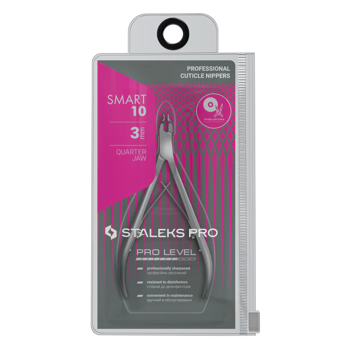Nagelhautzange STALEKS SMART NS-10-3, Edelstahl, verkürzte Griffe, Klingenlängen 3 mm