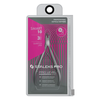 Nagelhautzange STALEKS SMART NS-10-3, Edelstahl, verkürzte Griffe, Klingenlängen 3 mm