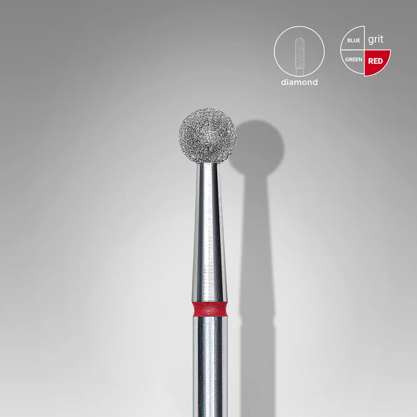 Diamond nail drill bit ball red EXPERT head diameter 4 mm