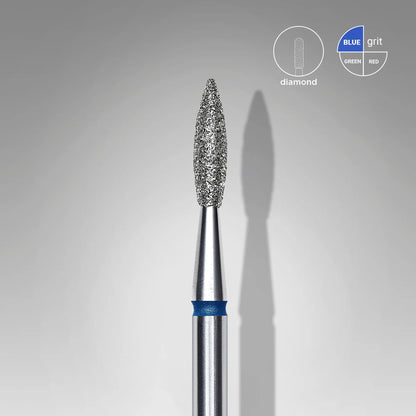 STALEKS EXPERT Diamantfräser „Spitze Flamme“ blau, Durchmesser 2,1 mm, Arbeitsteil 8 mm