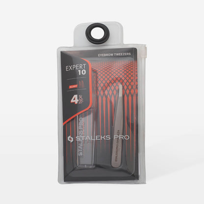 Staleks (TE-10/4) Pinzette für Augenbrauen EXPERT 10, Typ 4 (schmale schräge Spitzen)