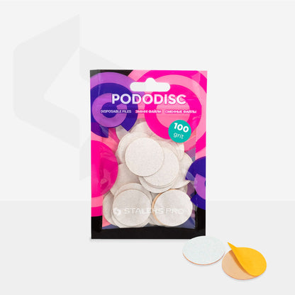 STALEKS Schleifaufsätze PodoDISC PRO L 100 Grit – PDFS-25-100W, 50 Stück (weiche Basis)